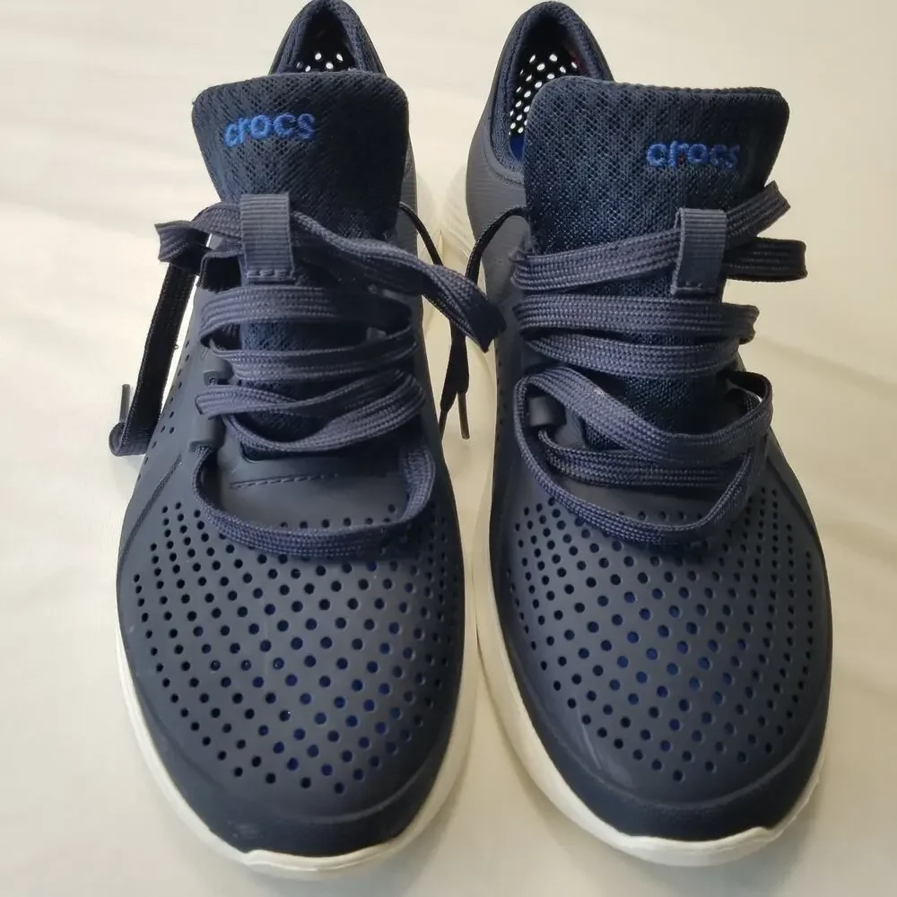 Crocs LiteRide Pacer Men's Navy Blue/White Sneakers Sz 10